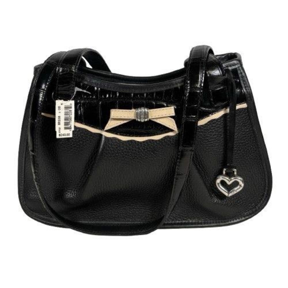 New Brighton Angelique Pebbled Crock Leather Shoulder Bag Tote Purse w/Bow $240